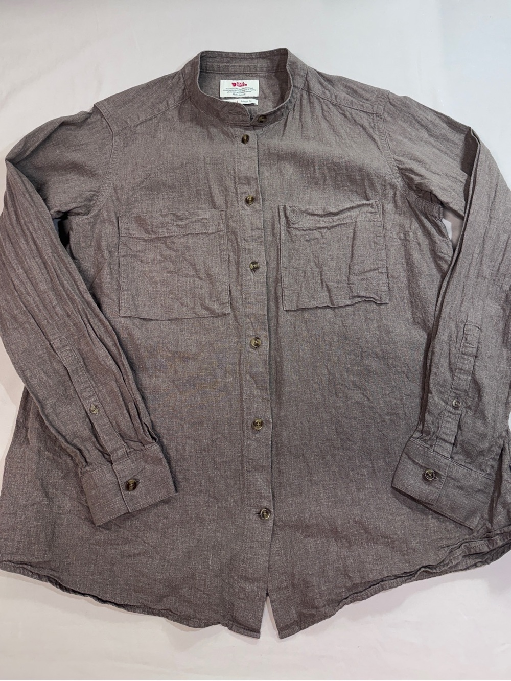 Fjallraven Ovik Travel Long-Sleeve Shirt Womens Small, Relaxed Fit, Hemp Blend